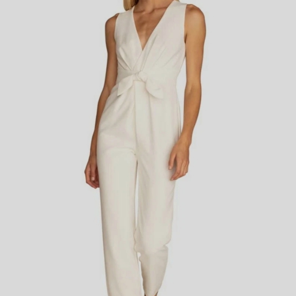 Trina Turk White Tie Waist Jumpsuit Sz 8